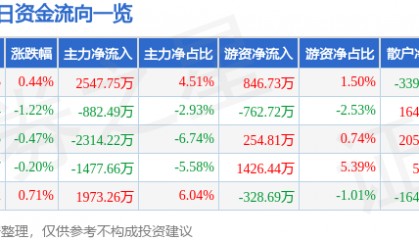 股票行情快报：张江高科（600895）5月23日主力资金净买入2547.75万元