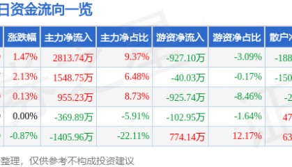股票行情快报：华昌化工（002274）3月25日主力资金净买入2813.74万元